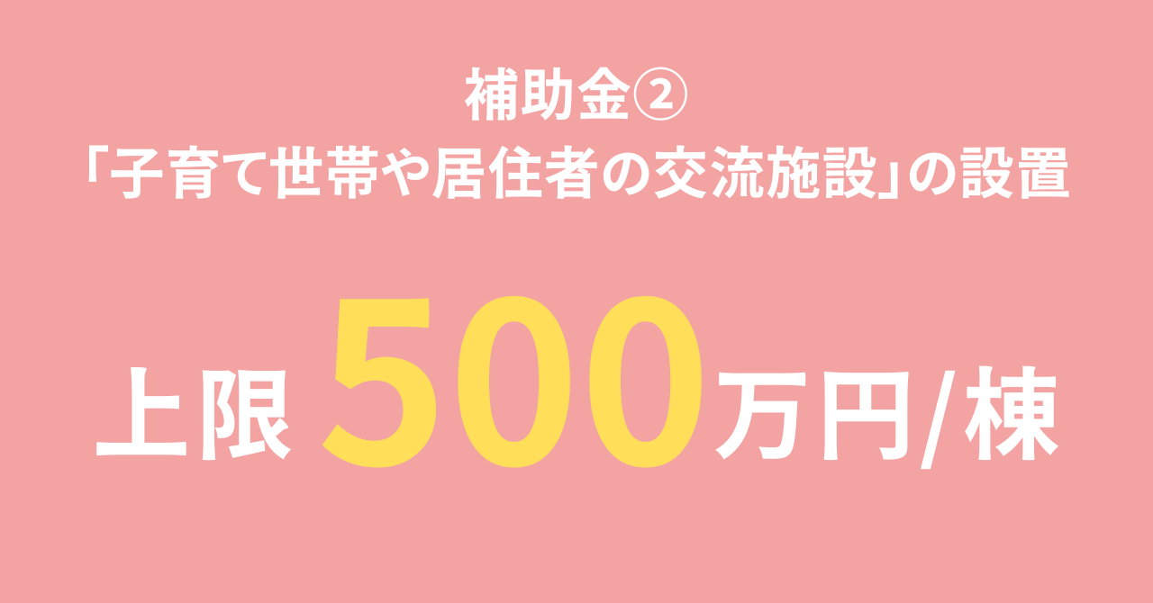 子育て世帯や居住者の交流施設の補助金上限額